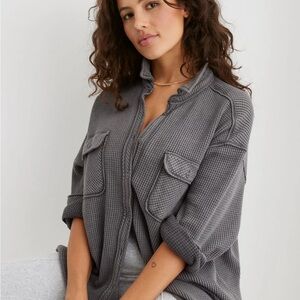 Aerie Gray Lumberjane Waffle Shirt